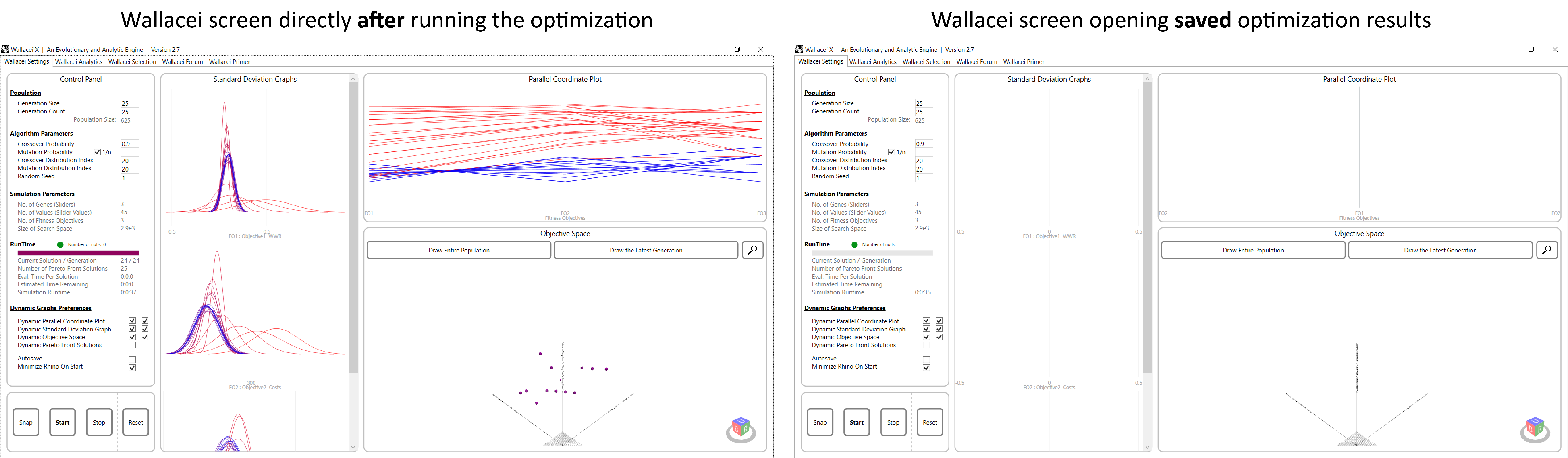 Wallacei X setting tab after the optimization